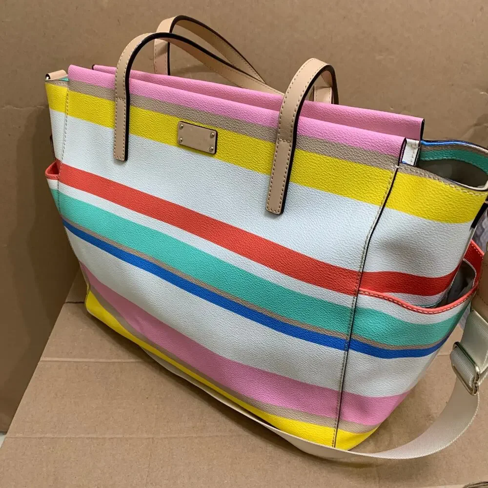 KATE SPADE Multicolor Stripe Grove Street KAYLIE Large Baby Bag Business Bag